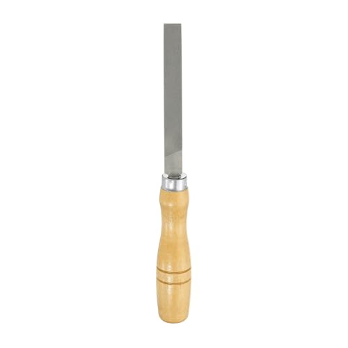 HARFINGTON Flat Thin Cut File 4" Double Cut Teeth High Carbon Steel Hand Rasp File with Wood Handle for Metal Wood Deburring Removing - size: 4", style: Thin