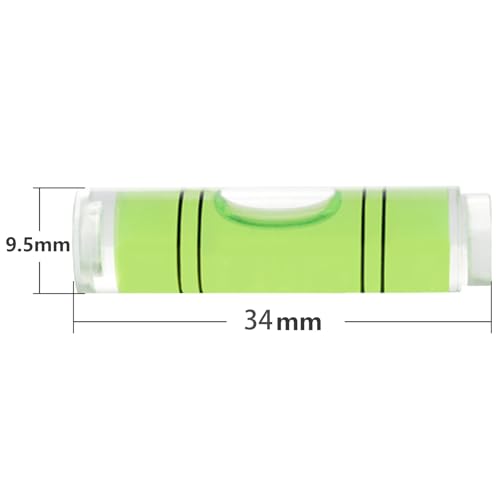 JYK Mini Cylindrical Level 20pcs, 9.5x34mm Small Horizontal Bubble Levels - Bubble Spirit Level Measuring Tools for Construction, DIY, and Layout