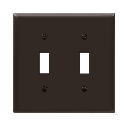 ENERLITES Double Toggle Light Switch Cover Plate, 2-Gang, 1 Pack, Brown - color: Brown, size: Screw