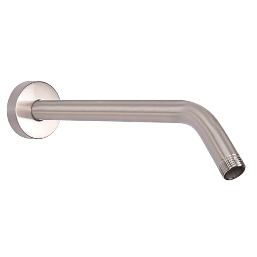 Shower Arm with Flange and Teflon Tape, Wall Mounted Shower Pipe 304 Stainless Steel Extension Arm for Fixed Shower Head & Handheld (12 Inches, Brushed Nickel) - color: Brushed Nickel, style: 12 Inch