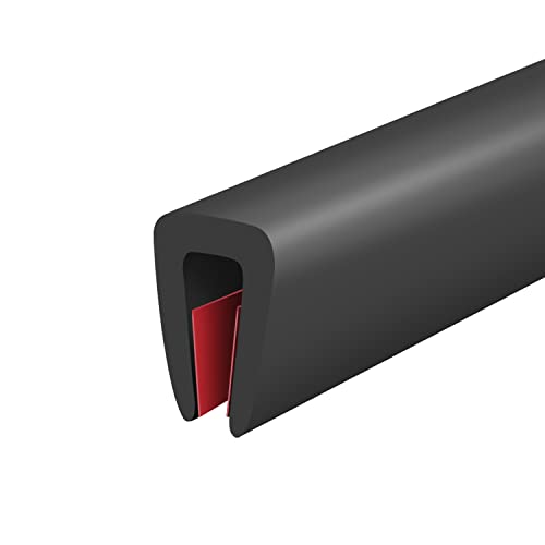 Rubber Edge Trim, Self-Adhesive U Channel Rubber Edge Trim, U Shaped Edge Protector for Mirror and Glasses, EPDM Material, Slot Width 1/8"(3mm), Length 10 Ft, Black - size: Fit 1/8"- L10'