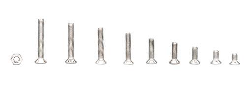 300Pcs #2-56 UNC Stainless Steel Phillips Flat Head Countersunk Machine Screws Nuts Assortment Kit- #2-56x 3/16" 1/4" 5/16" 3/8" 1/2" 5/8" 3/4" 7/8" 1" - size: #2-56