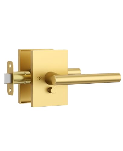 Amerdeco 10 Pack Brushed Gold Privacy Interior Door Handles - color: Brushed Gold