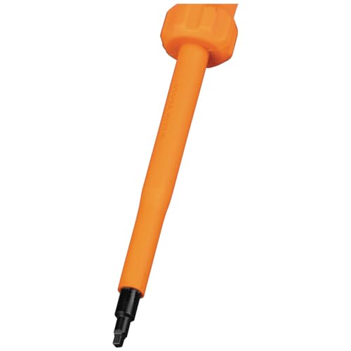 Klein Tools 6884INS Insulated Screwdriver, Made in USA, 1000V #1 Square Tip Screwdriver with 4-Inch Shank, Tip-Ident, Cushion-Grip Handle - style: #1 Square, 4-Inch