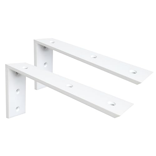 WINKER Countertop Support Bracket 2 Pack Heavy Duty 3/8" Thick Hidden L Shelf Bracket 12" x 6" x 2.5" Metal Corbels for Quartz/Granite/Wood/Concrete/Laminate Countertops, White - size: 12″x6″x2.5″-3/8" thick, style: White-2Pack