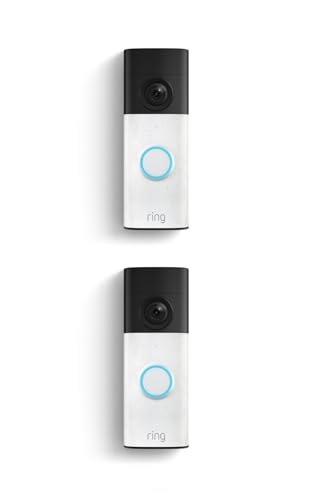 Ring Battery Doorbell 2K (newest model) Retinal 2K with wide-angle video, up to 6x Enhanced Zoom, Two-Way Talk, and Built-In Battery, 2-pack Speckled White - color: Speckled White, size: 2 Doorbells