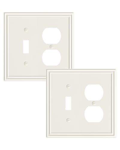 2-Pack Zinc Alloy Combo Toggle/Duplex Light Switch Cover Plate - color: Light Almond, size: 1 Toggle/1 Duplex 2PK