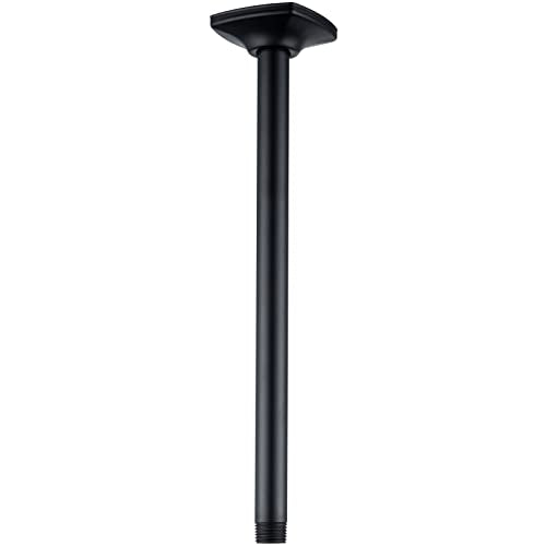 12 Inch Ceiling Mount Shower Arm and Flange, Matte Black,SW-91038-12MB. - color: R-angle Square Flange-12" Matte Black