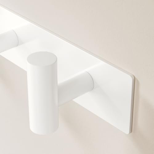 White Wall Mounted Coat Rack – 4 T-Shaped Hooks on 12.6" Rail, (1 Pack) - color: White