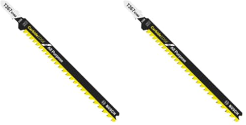 BOSCH T367XHM1 5-7 TPI Carbide Edge T-Shank Jig Saw Blades for All Purpose (1 Piece), 5-3/16" (Pack of 2) - size: 5-3/16" 5-7 TPI Carbide Edge - 2 pcs, style: Industrial
