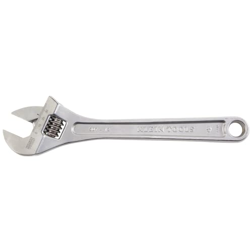 Klein Tools 507-12 Adjustable Wrench, Extra Capacity Jaw Forged Drive Wrench with High Polish Chrome Finish, 12-Inch - size: 12-Inch