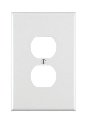 Leviton 1-Gang Duplex Device Receptacle Wallplate, Oversized, Thermoset, Device Mount, 88103, White - color: White, size: Oversized (1 Pack)