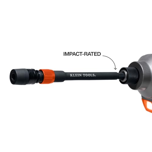 Klein Tools 31088 6-Inch Dual-Lock Extension, 1/4-Inch Hex Shank Impact Bit Holder, Quick-Release Locking Mechanism with Secondary Twist Lock, Compatible with Impact Drivers and Drills - size: 6-Inch