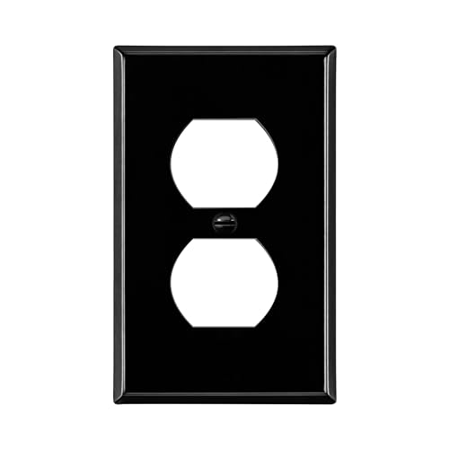 ENERLITES Duplex Receptacle Outlet Metal Wall Plate, 1-Gang, Black Gloss - color: Black Gloss, size: Standard Size