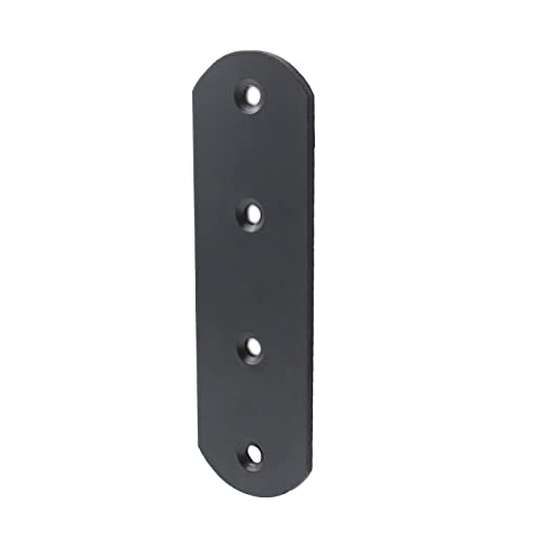 4 Pack Flat Mending Plate for Wood, ULIFESTAR Black Iron Flat Straight Brace Brackets Metal Repair Fixing Wood Brace Joining Plates Connector for Repairing Wooden Furniture with Mounting Screws - size: 4.9 x 1.5 x 0.12 inches