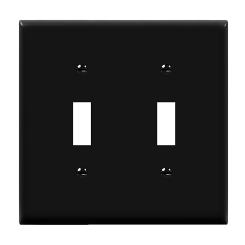 ENERLITES Double Toggle Light Switch Cover Plate, 2-Gang, 1 Pack, Black - color: Black, size: Screw