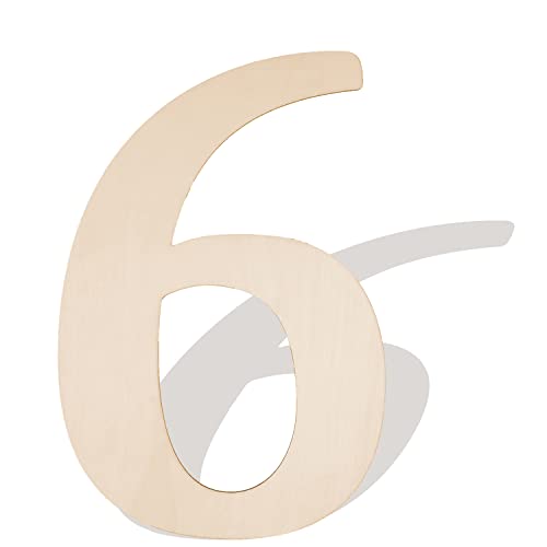 12 Inch Wooden Numbers 6, Large Wood Numbers Cutout for DIY Crafts - color: 6, size: 12 Inch