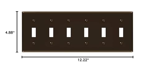 ENERLITES Six Gang Light Switch Wall Plate, Toggle Switch Plate, Gloss Finish, 6-Gang Mid-Size 4.88" x 12.22", Unbreakable Polycarbonate Thermoplastic, 8816M-BR, Brown - color: Brown, size: Mid-Size