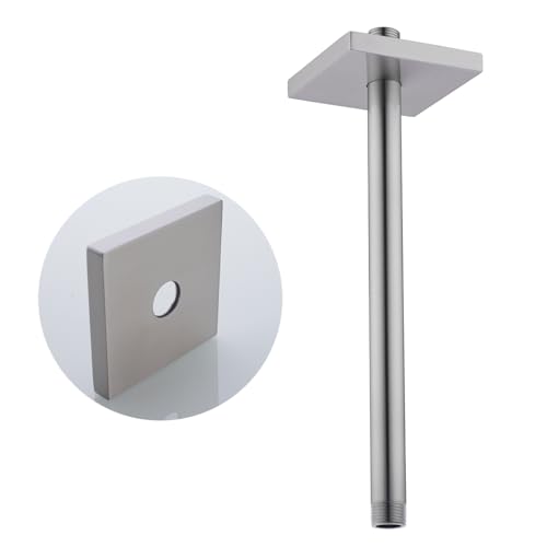 Wall Mounted Stainless Steel Shower Head Extension Arm Bathroom Accessories 12 Inch Brushed Nickel,SW-91038-12BN-SQ. - color: Right Angled Square Flange-12" Brushed Nickel