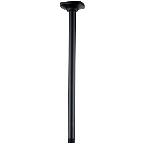 Shower Arm with Flange 16 Inches Ceiling Mount Replacement Rain Shower Head Straight Arm Ceiling-Mounted High Pressure Rain Matte Black,SW-91038-16MB. - color: R-angle Square Flange-16" Matte Black