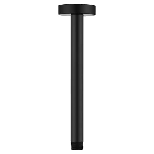 BRIGHT SHOWERS Shower Arm with Flange for Rainfall Shower Head, 9 Inch Ceiling Mount Straight Arm, Replacement Extension Pipe, Heavy-Duty Stainless Steel, Rust-Resistant, 1/2" NPT, Matte Black - color: Matte Black, style: 9 Inch