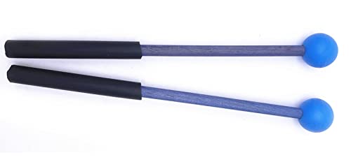 1 Pair 9 Inch Rubber Xylophone Sticks Tongue Drum Mallets Percussion Sticks Hammer for Glockenspiel, Xylophone, Chime, Woodblock, and Bells (Blue) - color: Blue