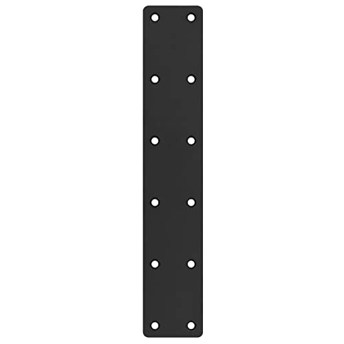 6 Pack 11" x 2" Black Flat Mending Plate, Metal Steel Long Bracket - size: 11" x 2"