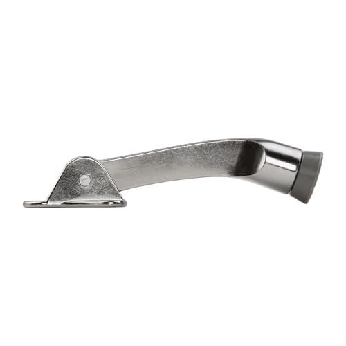 National Hardware Kickdown Door Stop, 4", Die Cast, Satin Chrome - color: Satin Chrome