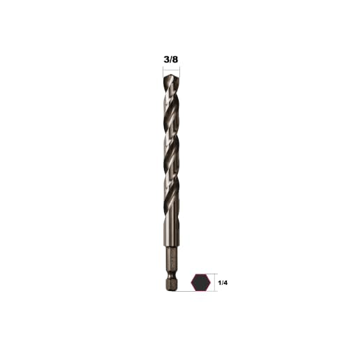 3/8 Cobalt Drill Bit for Metal and Hard Steel (5Pcs), Hex Shank Quick Change M35 HSS Twist Impact Drill Bit Set, with Storage Case - size: 3/8(5pcs)
