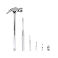 6-in-1 mini multifunctional metal hammer and screwdriver hand tool for opening walnuts, including cross and flat screwdrivers, home repair tools, and camping hammer set (Silver) - color: Silver