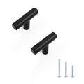 Probrico 30 Pack Length 2inch Matte Black Kitchen Cabinet Knobs,Stainless Steel Dresser Drawer Knob,Euro Style Single Hole Pull Handles for Cupboard and Closet - size: Single Hole: 2 inch