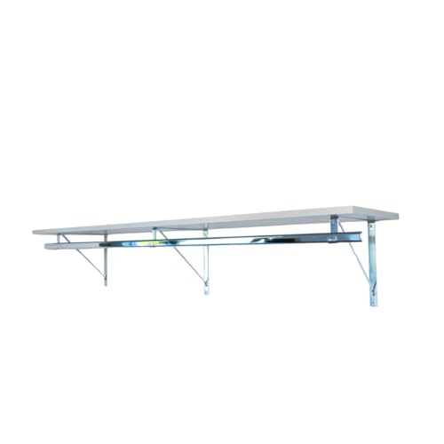 Custom Cut-to-Size Premium Wall-Mounted Shelf with Rod and Bracket Kit. 3/4" Thick Shelves, 14 inches deep. Customize the Length from 16" up to 72". - color: Grey - Chrome, size: 44 - 72