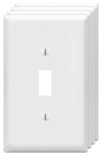 ZEFTV Toggle Light Switch Wall Plates 1-Gang Switch Electrical Cover Plate Unbreakable Thermoplastic Faceplate, White (4 Pack) - color: Single Toggle, size: 4 Pack
