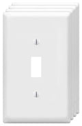 ZEFTV Toggle Light Switch Wall Plates 1-Gang Switch Electrical Cover Plate Unbreakable Thermoplastic Faceplate, White (4 Pack) - color: Single Toggle, size: 4 Pack