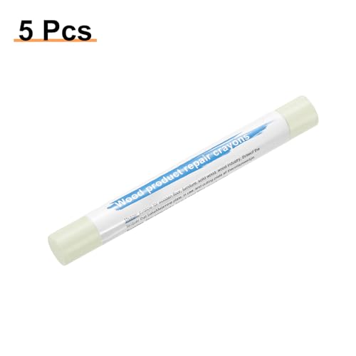 HARFINGTON 5pcs Wood Filler Sticks Wooden Wax Touch Up Furniture Repair Crayons for Scratch Hole Wood, Cream White - color: Cream White