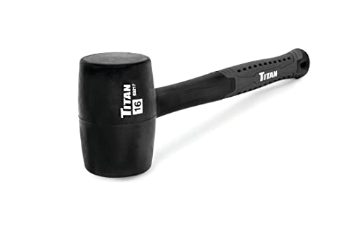 Titan 63217 16oz Rubber Mallet, Non-marking Double-faced Solid Head, 13" Shock Absorbing Fiberglass Handle with Textured Grip - style: 16oz Black