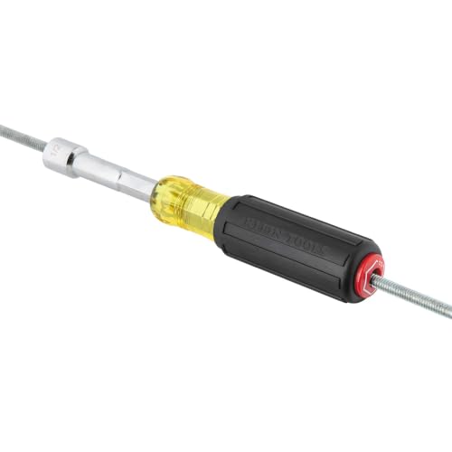 Klein Tools 65412 Heavy Duty Hollow Shaft Nut Driver, Color-Coded 1/2-Inch Hex, Pass Through Design, 6-Point, Cushion-Grip Handle - size: 1/2-Inch