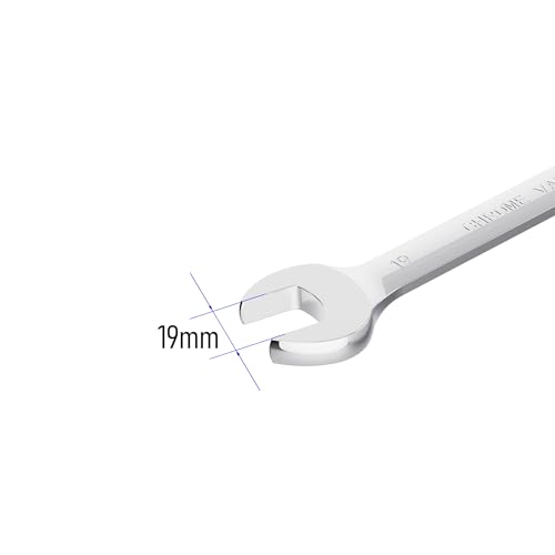 19mm(3/4") Flex-Head Ratcheting Combination Wrench, 19mm Metric - size: 19mm