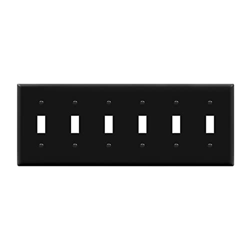 ENERLITES Six Gang Light Switch Wall Plate, Toggle Switch Plate, 6-Gang Standard Size 4.50" x 11.81", Unbreakable Polycarbonate Thermoplastic, 8816-BK, Black - color: Black, size: Standard Size