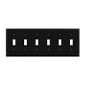 ENERLITES Six Gang Light Switch Wall Plate, Toggle Switch Plate, 6-Gang Standard Size 4.50" x 11.81", Unbreakable Polycarbonate Thermoplastic, 8816-BK, Black - color: Black, size: Standard Size