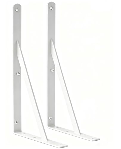 2 Pack L18 x H 12" White Heavy Duty Shelf Brackets with Screws Metal Shelf Brackets Shelf Support Angle Brackets for Shelves L Brackets Heavy Duty Floating Shelf - size: 18''x12'', style: 2 Pack-White