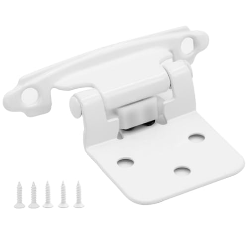 50 Pack (25 Pairs) 1/2 Inch Overlay White Hinges Self Closing Flush - color: White, size: 50 Pack (25 Pairs)