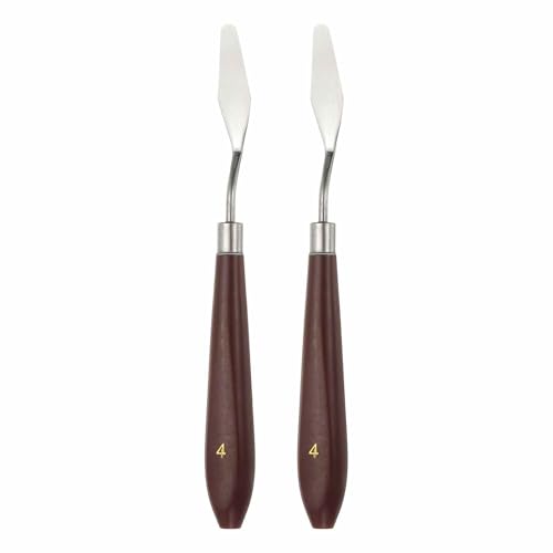 HARFINGTON 2pcs Palette Knife Painting Tool 1.77" x 0.55" Stainless Steel Art Spatula Pallet Knives Scrapers Tools with Plastic Handle for Acrylic Oil Canvas Mixing Spreading, Red/Silver - size: 1.77" x 0.55"