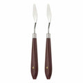 HARFINGTON 2pcs Palette Knife Painting Tool 1.77" x 0.55" Stainless Steel Art Spatula Pallet Knives Scrapers Tools with Plastic Handle for Acrylic Oil Canvas Mixing Spreading, Red/Silver - size: 1.77" x 0.55"