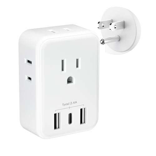 BN-LINK Multi Plug Outlet Extender with AC Outlets and USB Ports, Outlet Splitter with 3 USB Ports (1 USB C), Wall Charger Adapter for Dorm, School, Travel, Office, Home (4 Outlets (Pack of 1)) - size: 4 Outlets(USB)