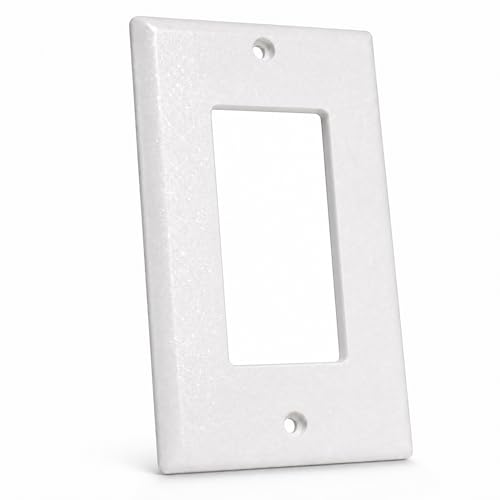 Premium White Light Switch Cover, Standard Size Single Gang Decora Rocker Wall Plate, Impact-Resistant Polycarbonate Plastic Faceplate, Screws Not Included, 1-Pack