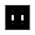 ENERLITES Double Toggle Light Switch Metal Cover Plate, 2-Gang Black Gloss - color: Black Gloss, size: Standard Size