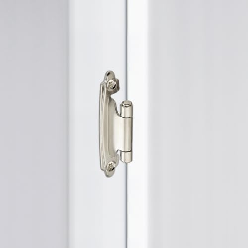 Brushed Nickel Cabinet Hinges, 1/2 Inch Overlay, 10 Pack(5 Pairs) | Self-Closing Design, Semi-Concealed Face Frame Fit, Surface Mount, For Kitchen Doors, Cabinets, Hardware Updates - color: Brushed Nickel