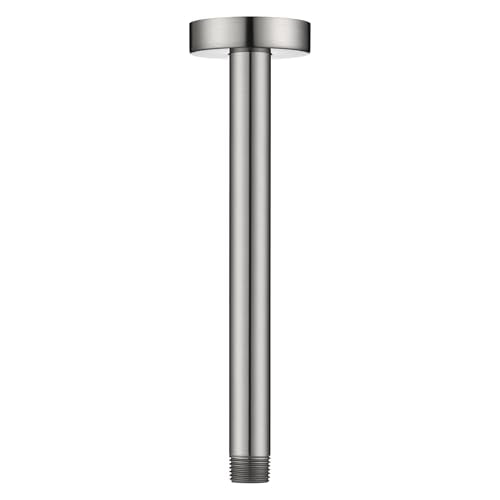 BRIGHT SHOWERS Shower Arm with Flange for Rainfall Shower Head, 9 Inch Ceiling Mount Straight Arm, Replacement Extension Pipe, Heavy-Duty Stainless Steel, Rust-Resistant, 1/2" NPT, Brushed Nickel - color: Brushed Nickel, style: 9 Inch