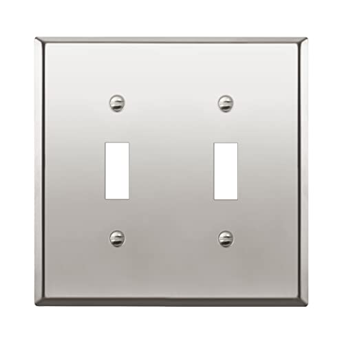ENERLITES Double Toggle Switch Metal Wall Plate, 2-Gang, Polished Chrome - color: Polished Chrome, size: Standard Size